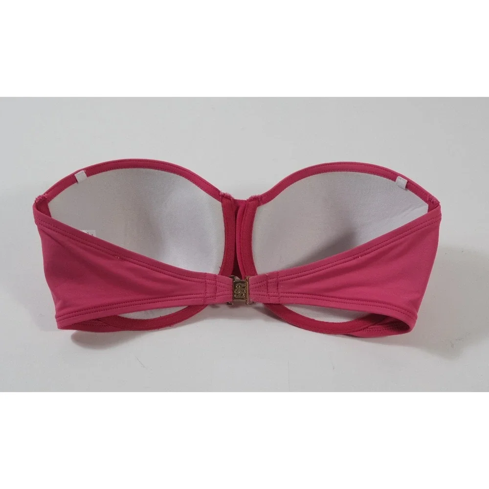 Tommy Bahama Bikini Top Womens 34D Pink‎ Bandeau Ruched Underwire Solid